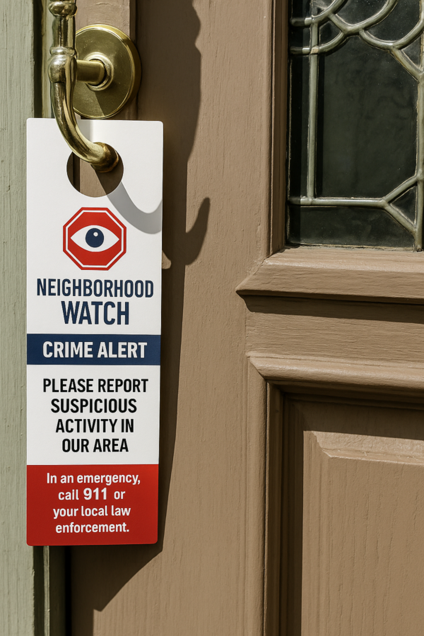 Free Door Hangers For Neighborhood Watch & Crime Alerts