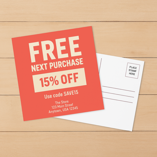 Free Next Purchase Discount Post Card