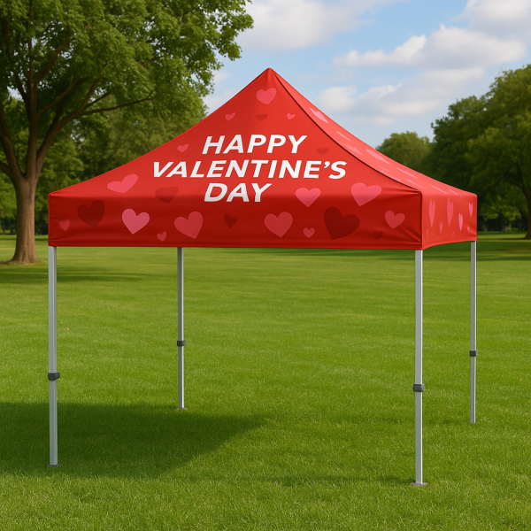 10x10 Aluminum Canopy Tent – Custom Valentine’s Day Edition