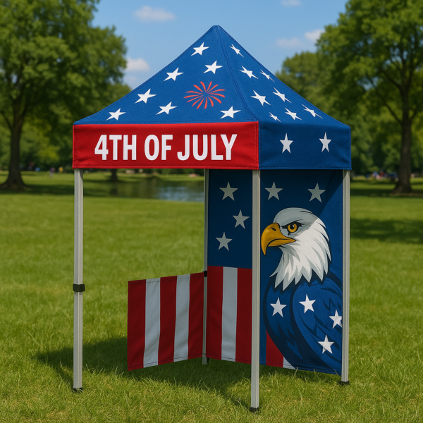 5x5 Steel Canopy Tent – Compact Patriotic Pop-Up for 4th of July