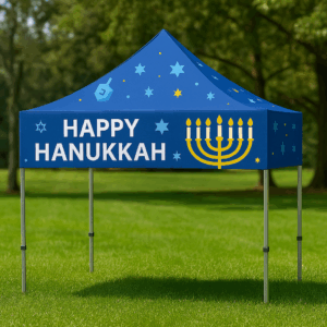 Carpa festiva de Hanukkah en parque