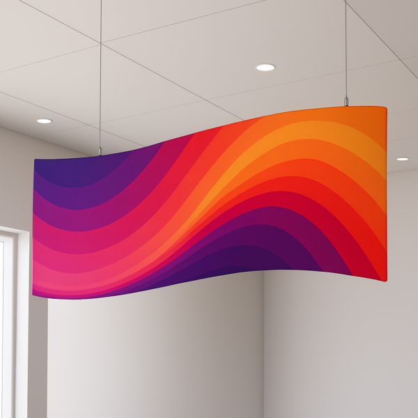 Banner curvado y colores vibrantes