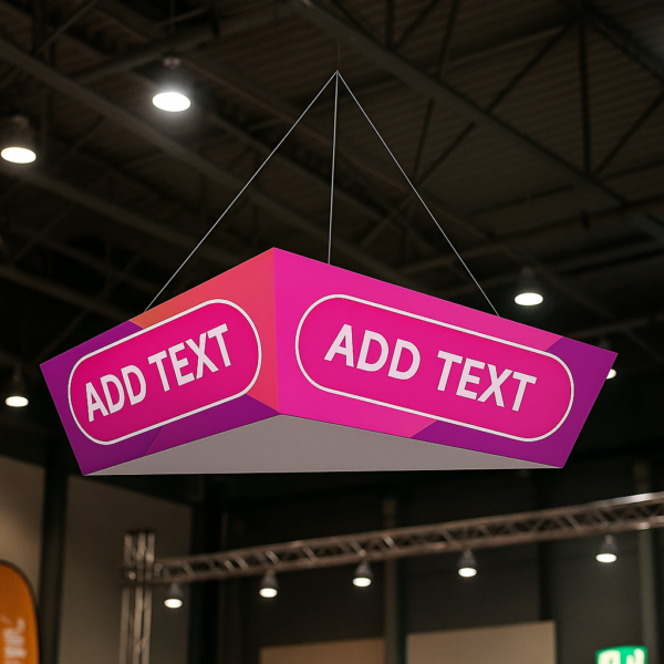Espacio de evento con banner brillante
