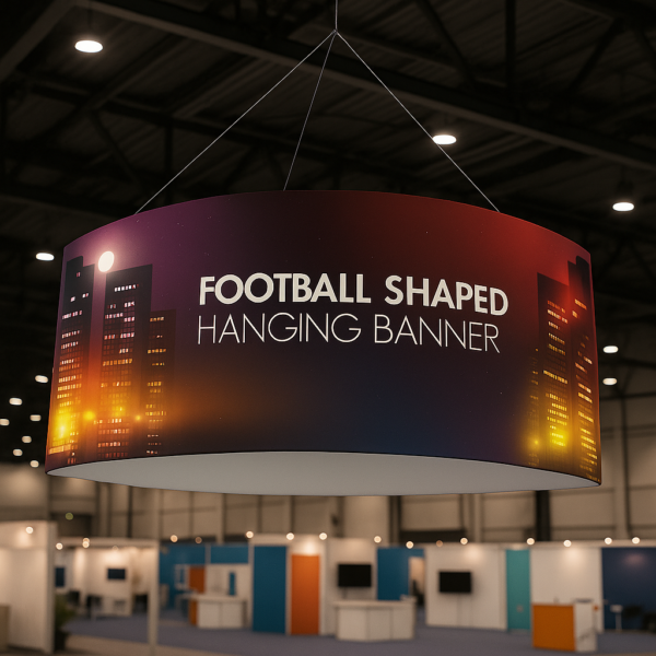 Pancarta de fútbol en exposición