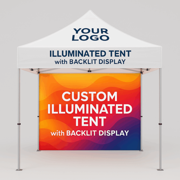 Illuminated Tent with Backlit Display