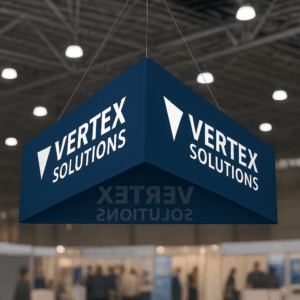 Banner de Vertex Solutions en convención
